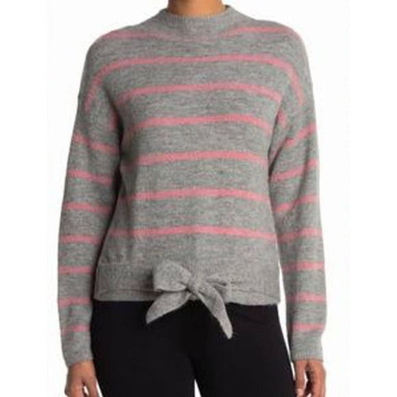 NWT Wayf Grey / Pink Front Tie Sweater Sz M - Picture 1 of 7